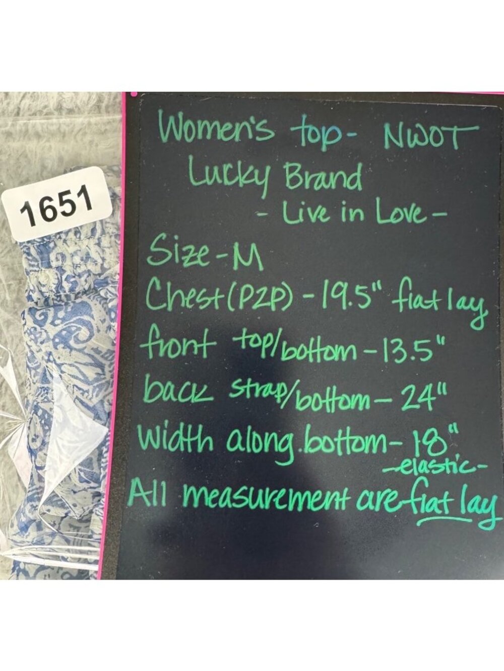 Lucky Brand Blue White Womens Sleeveless Printed Top M Halter Travel Casual - Picture 5 of 15